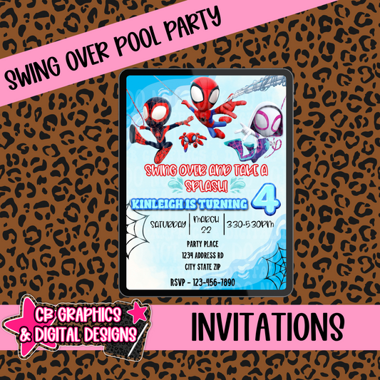 Swing Over Pool Party Invite