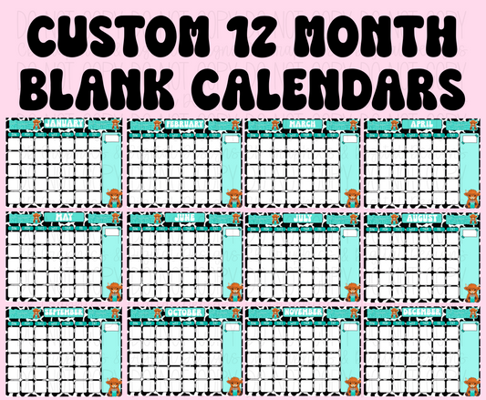 12 Month Blank Calendar